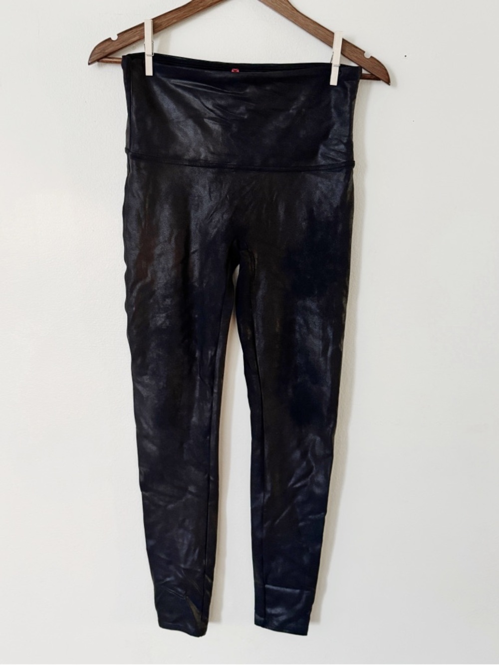 SPANX Black Faux-Leather Leggings XL
